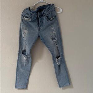 Distressed Blue Jeans